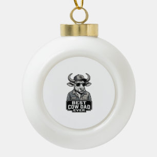 Beste Koe Vader Ooit Vintage Gravure Ontwerp_1 Keramische Bal Ornament