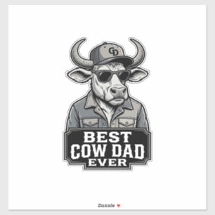 Beste Koe Vader Ooit Vintage Gravure Ontwerp_1 Sticker