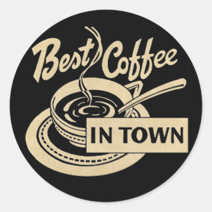 Beste koffie in Town Sepia Ronde Sticker