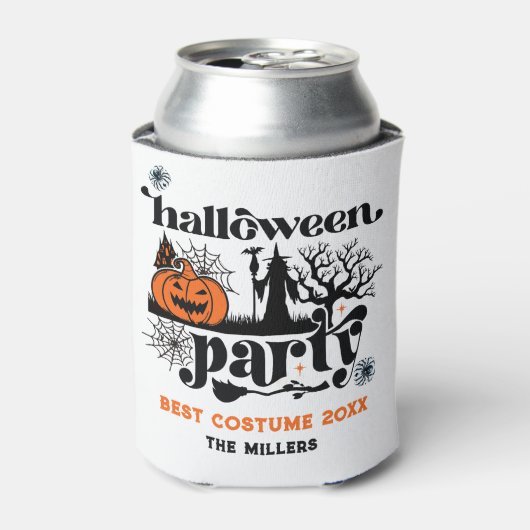 Beste Kostuum Retro Halloween Party Uitnodiging Blikjeskoeler (Blikje Voorkant)