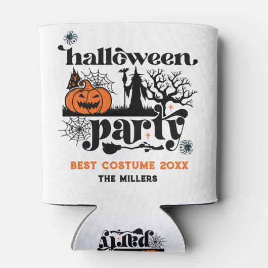 Beste Kostuum Retro Halloween Party Uitnodiging Blikjeskoeler (Achterkant)