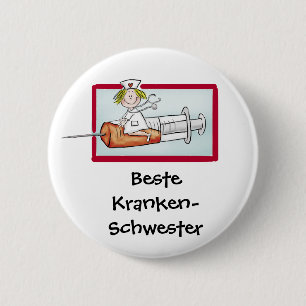 Beste Krankenschwester - Humoristische Cartoon Nur Ronde Button 5,7 Cm