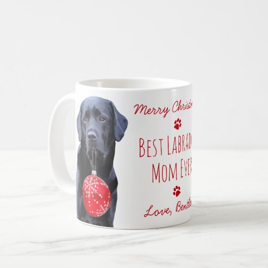 Beste Labrador Moeder Ooit Kerst Schattige Zwart L Koffiemok (Voorkant links)