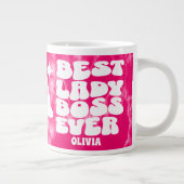 Beste Lady Boss Ever Retro Roze Tie Dye Custom Extra Grote Beker (Rechts)