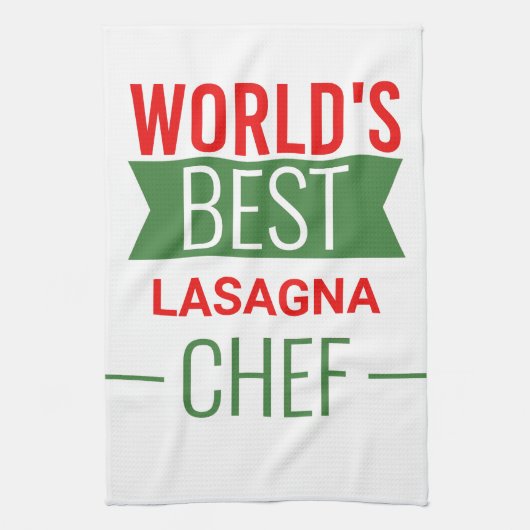 Beste Lasagna Chef ter wereld - rood wit groen Theedoek (Verticaal)