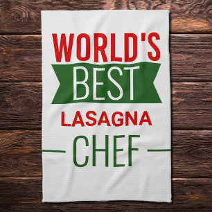Beste Lasagna Chef ter wereld - rood wit groen Theedoek