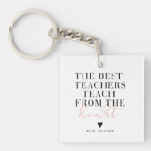 Beste leerkrachten Hart Modern Script ChicTeacher  Sleutelhanger (voorkant)