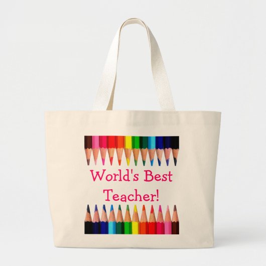 Beste leerpotloodtips ter wereld grote tote bag (Voorkant)