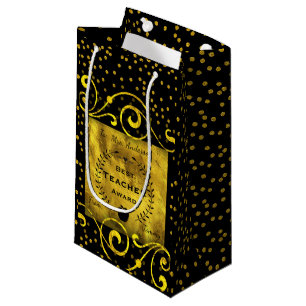 Beste leraar Award Gold met zwart bedankt Klein Cadeauzakje