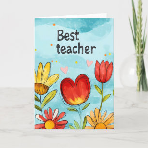 Beste leraar Bloemen Feestdagen Kaart