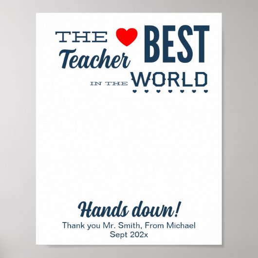 Beste Leraar Custom Handprint Art Sjabloon Poster (Voorkant)