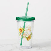 Beste leraar in Floral Acryl Drinkbeker (Achterkant)