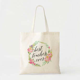 beste leraar in Floral Tote Bag