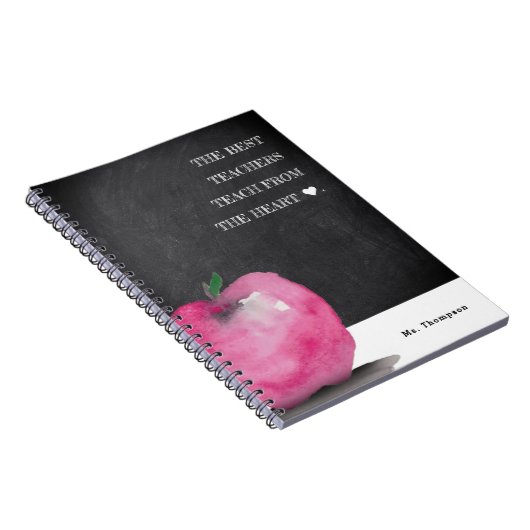 Beste leraar Leer vanuit het hart Apple Art Custom Notitieboek (Rechterzijde)