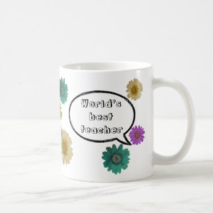 Beste leraar met leuke botanische bloemen ontwerp koffiemok