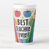 Beste Leraar Ooit aangepaste Naam appels / pennen Latte Mok (Voorkant)