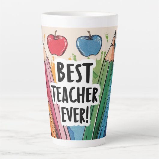 Beste Leraar Ooit aangepaste Naam appels / pennen Latte Mok (Voorkant)