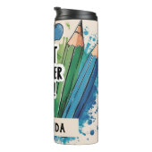 Beste Leraar Ooit aangepaste Naam appels / pennen Thermosbeker (Geroteerd rechts)