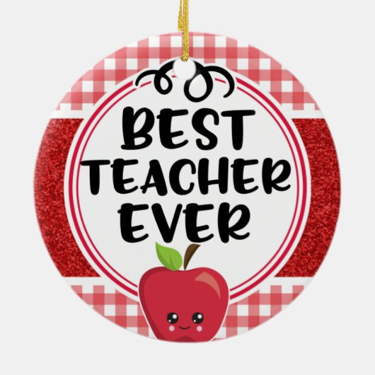 Beste leraar ooit, Apple en speldewaardering Keramisch Ornament (Achterkant)