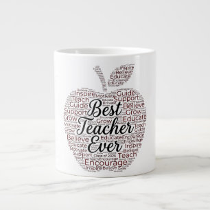 Beste Leraar Ooit Apple Woord Kunst Koffiemok Extra Grote Beker
