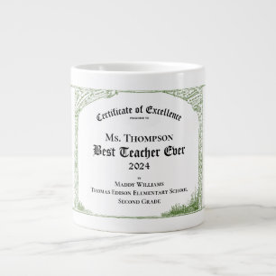 Beste leraar ooit Certificaat van uitmuntendheid Extra Grote Beker