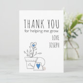 Beste leraar ooit Doodle Art Plant en Blue Heart Bedankkaart (Staand voorkant)