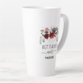 Beste leraar ooit - Floral - Aangepaste naam Latte Mok (Rechterhoek)