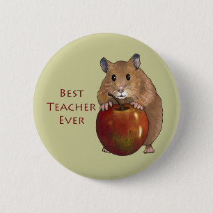 Beste leraar ooit: Hamster met Apple: Kunst Ronde Button 5,7 Cm