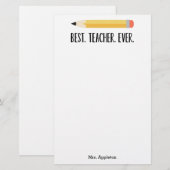 Beste leraar ooit lerarenwaardering briefpapier (Voorkant / Achterkant)