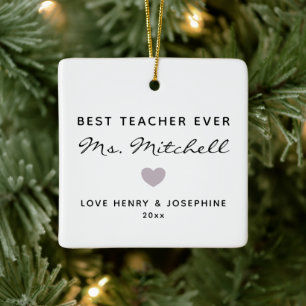 Beste Leraar Ooit Minimalistisch Hart Persoonlijk Keramisch Ornament