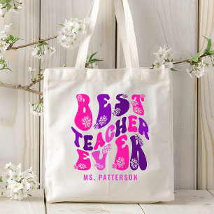 Beste leraar ooit moderne aanpasbare naam voor aan tote bag