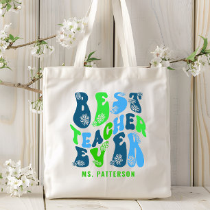 Beste leraar ooit moderne aanpasbare naam voor aan tote bag