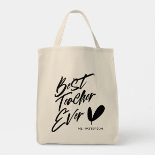 Beste leraar ooit moderne zwarte Script - Aangepas Tote Bag