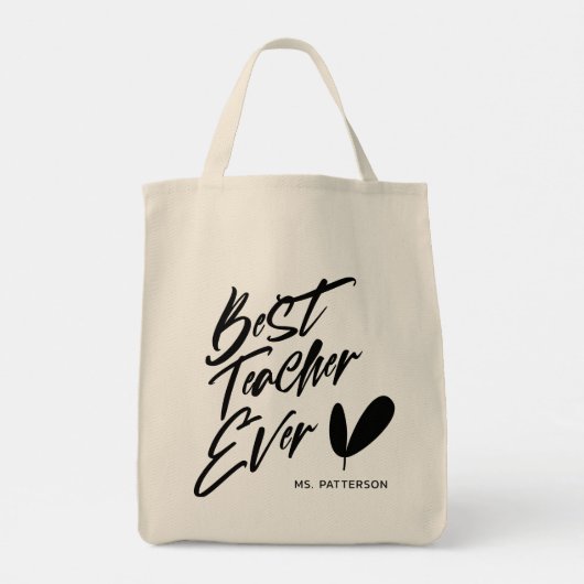 Beste leraar ooit moderne zwarte Script - Aangepas Tote Bag (Achterkant)