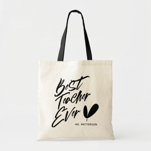 Beste leraar ooit moderne zwarte Script - Aangepas Tote Bag (Voorkant)