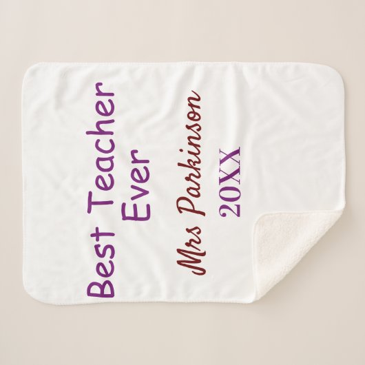 Beste leraar ooit naam toevoegen datum jaar eenvou sherpa deken (Voorkant (horizontaal))
