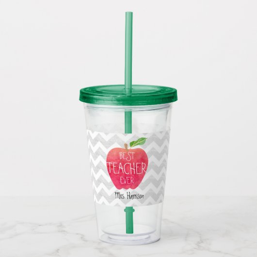 Beste leraar ooit persoonlijke Apple Chevron Acryl Drinkbeker (Voorkant)