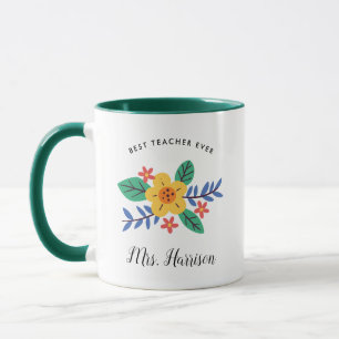 Beste leraar ooit persoonlijke bekroonde Florale w Mok