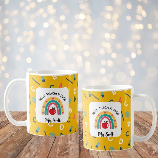 Beste leraar ooit regenboog naam koffiemok