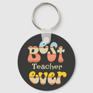 Beste leraar ooit retro typografie sleutelhanger