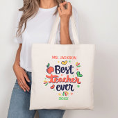 Beste leraar ooit rood geel groen tote bag