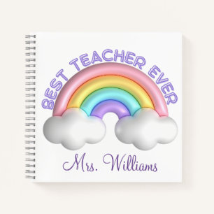 Beste leraar ooit, schattige kleurrijke regenboog notitieboek