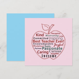 Beste Leraar Ooit Waardering Rode Appel Roze Blauw Kaart