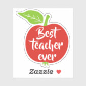 Beste leraar ooit witte tekst rode appel sticker (Vel)