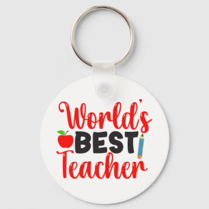Beste Leraar Ter Wereld Appel School Cadeau Sleutelhanger