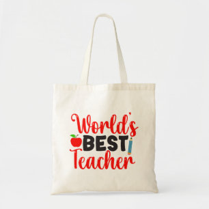 Beste Leraar Ter Wereld Appel School Cadeau Tote Bag