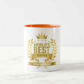 Beste Leraar Ter Wereld Leuk Goud Tweekleurige Koffiemok (Center)