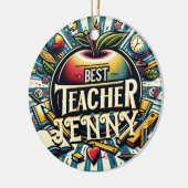 Beste leraar Voeg naam cadeau toe Keramisch Ornament (Links)