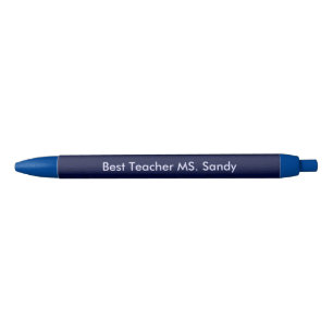 Beste Leraar Voeg Naam Toe Blauwe Textuur Zwarte Inkt Pen