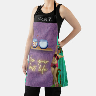 Beste Leven Funky Vintage Kitsch Gepersonaliseerd Schort